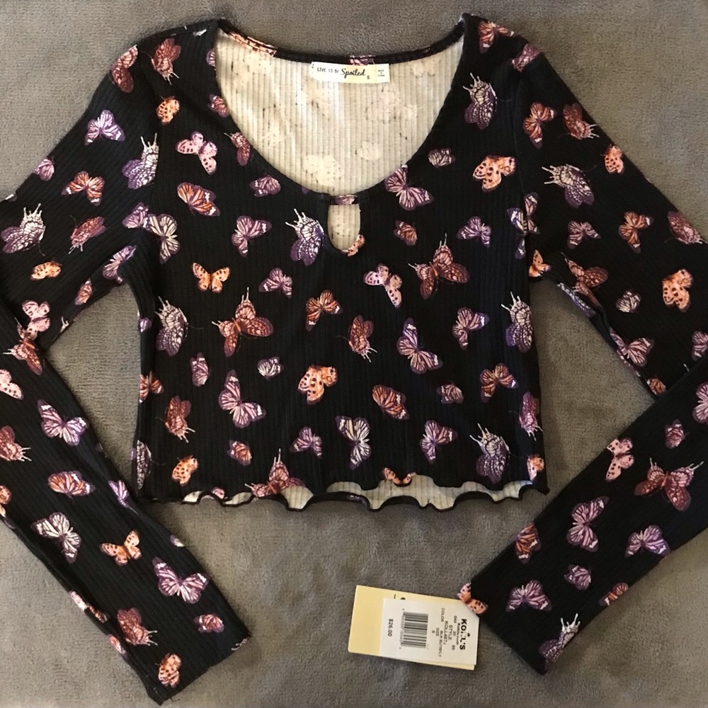 LIVE TO BE Spoiled,size S, Black Butterfly.
